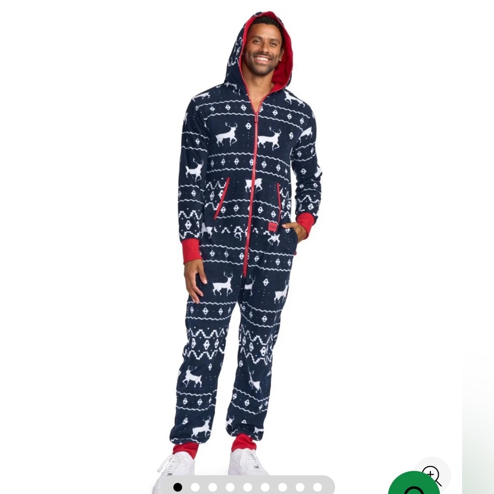 Holiday Onesie Blue Reindeer Jumpsuit